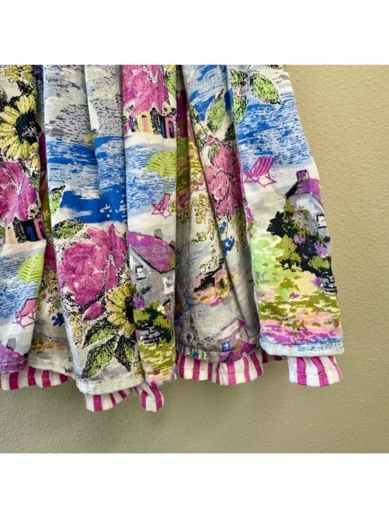 MONSOON Watercolor Beach Scene Dress Girls 5 Sailboats Lake Summer Sundress - Picture 4 of 8